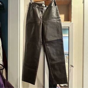 Aritzia Wilfred Dark Brown Leather Pants